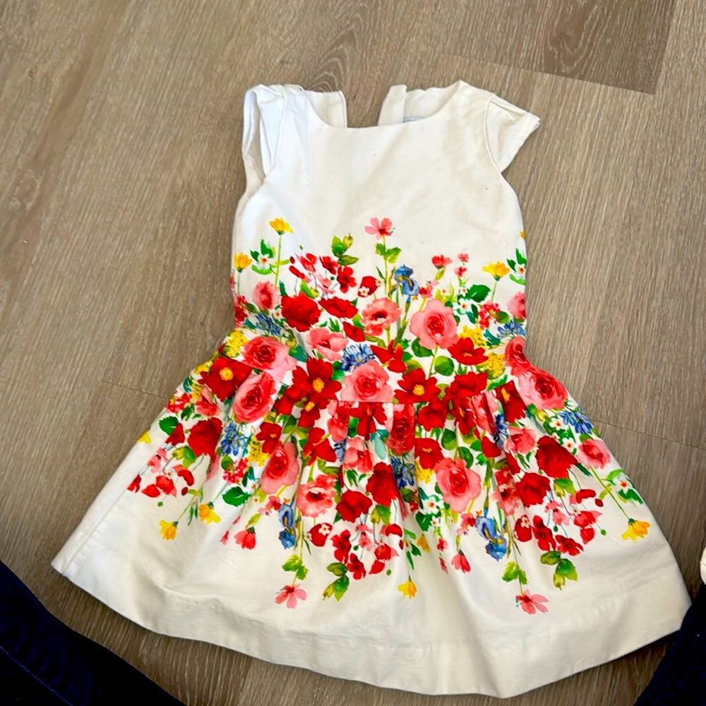 Mayoral floral dress, multicolor and white zip up the back